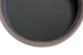 Pouf Contenitore Made in Italy Tondo in Velluto Tortora con piedi in metallo - Peglia