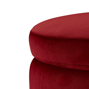 Pouf Contenitore Made in Italy Tondo in Velluto Bordeaux con piedi in metallo - Peglia