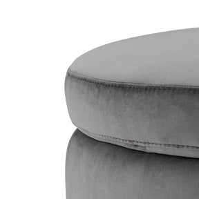Pouf Contenitore Made in Italy Tondo in Velluto Grigio con piedi in metallo - Peglia