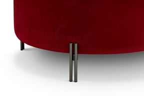 Pouf Contenitore Made in Italy Tondo in Velluto Bordeaux con piedi in metallo - Peglia