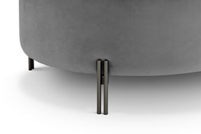Pouf Contenitore Made in Italy Tondo in Velluto Grigio con piedi in metallo - Peglia