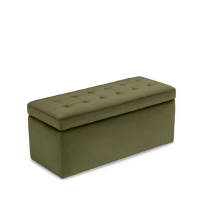 Panca Contenitore Made in Italy Trapuntata in Velluto Verde - VALSURA