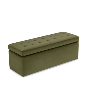 Panca Contenitore Made in Italy Trapuntata in Velluto Verde - VALSURA