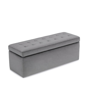 Panca Contenitore Made in Italy Trapuntata in Velluto Grigio modello VALSURA