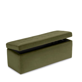 Panca Contenitore Made in Italy Trapuntata in Velluto Verde - VALSURA