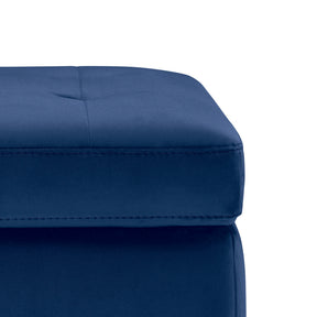 Panca Contenitore Made in Italy Trapuntata in Velluto Blu - CARAMAGNA 110x45 cm