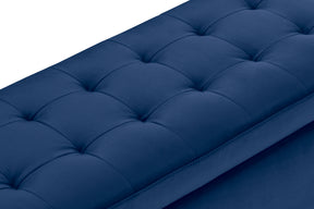 Panca Contenitore Made in Italy Trapuntata in Velluto Blu - CARAMAGNA 110x45 cm