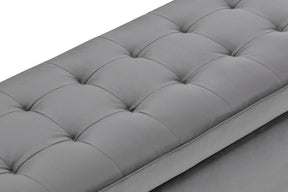 Panca Contenitore Made in Italy Trapuntata in Velluto Grigio - CARAMAGNA 110x45 cm