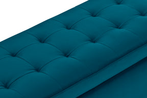 Panca Contenitore Made in Italy Trapuntata in Velluto Petrolio - CARAMAGNA 110x45 cm