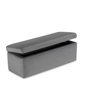 Panca Contenitore Made in Italy in Velluto Grigio - VIANA