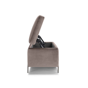Panca Contenitore Made in Italy in Velluto Tortora - SARDORELLA 110x45 cm