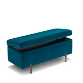 Panca Contenitore Made in Italy in Velluto Petrolio - SARDORELLA 110x45 cm