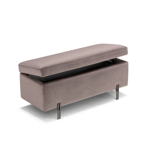 Panca Contenitore Made in Italy in Velluto Tortora - SARDORELLA 110x45 cm