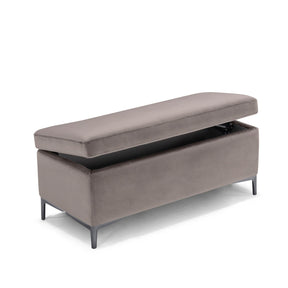 Panca Contenitore Made in Italy in Velluto Tortora - AVIGLIANA 110x50 cm