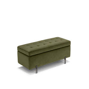 Panca Contenitore Made in Italy Trapuntata in Velluto Verde - CARAMAGNA 110x45 cm
