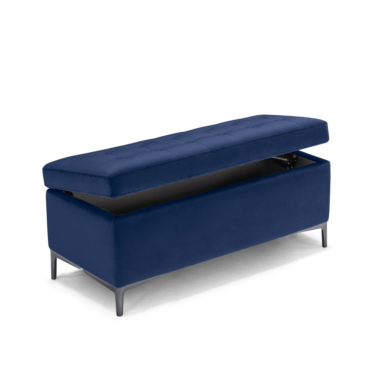 Panca Contenitore Made in Italy Trapuntata in Velluto Blu - CORBARA 110x50 cm