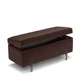 Panca Contenitore Made in Italy Trapuntata in Velluto Marrone - CARAMAGNA 110x45 cm
