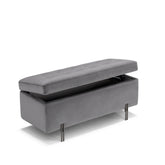 Panca Contenitore Made in Italy Trapuntata in Velluto Grigio - CARAMAGNA 110x45 cm