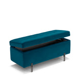 Panca Contenitore Made in Italy Trapuntata in Velluto Petrolio - CARAMAGNA 110x45 cm