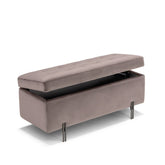 Panca Contenitore Made in Italy Trapuntata in Velluto Tortora - CARAMAGNA 110x45 cm