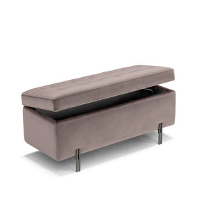 Panca Contenitore Made in Italy Trapuntata in Velluto Tortora - CARAMAGNA 110x45 cm