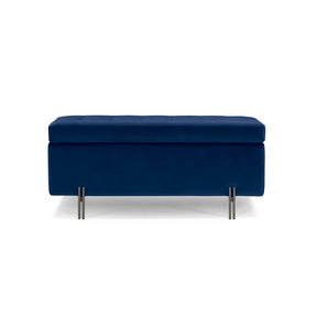 Panca Contenitore Made in Italy Trapuntata in Velluto Blu - CARAMAGNA 110x45 cm