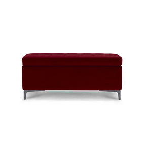 Panca Contenitore Made in Italy Trapuntata in Velluto Bordeaux - CORBARA 110x50 cm