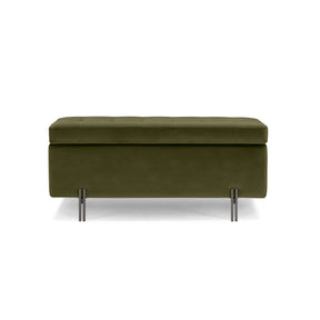 Panca Contenitore Made in Italy Trapuntata in Velluto Verde - CARAMAGNA 110x45 cm