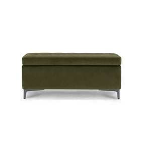 Panca Contenitore Made in Italy Trapuntata in Velluto Verde - CORBARA 110x50 cm