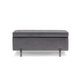 Panca Contenitore Made in Italy Trapuntata in Velluto Grigio - CARAMAGNA 110x45 cm