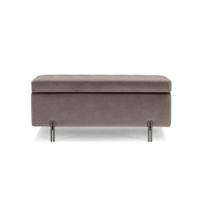 Panca Contenitore Made in Italy Trapuntata in Velluto Tortora - CARAMAGNA 110x45 cm