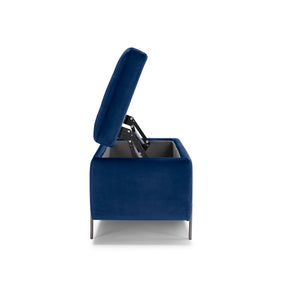 Panca Contenitore Made in Italy Trapuntata in Velluto Blu - CARAMAGNA 110x45 cm