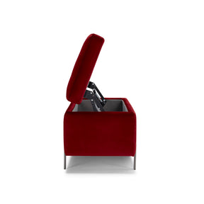 Panca Contenitore Made in Italy Trapuntata in Velluto Bordeaux CARAMAGNA 110x45 cm