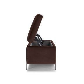Panca Contenitore Made in Italy Trapuntata in Velluto Marrone - CARAMAGNA 110x45 cm