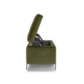 Panca Contenitore Made in Italy Trapuntata in Velluto Verde - CARAMAGNA 110x45 cm