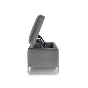 Panca Contenitore Made in Italy Trapuntata in Velluto Grigio - CARAMAGNA 110x45 cm