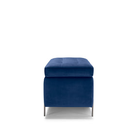 Panca Contenitore Made in Italy Trapuntata in Velluto Blu - CARAMAGNA 110x45 cm