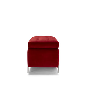 Panca Contenitore Made in Italy Trapuntata in Velluto Bordeaux CARAMAGNA 110x45 cm