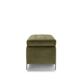 Panca Contenitore Made in Italy Trapuntata in Velluto Verde - CARAMAGNA 110x45 cm