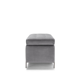 Panca Contenitore Made in Italy Trapuntata in Velluto Grigio - CARAMAGNA 110x45 cm