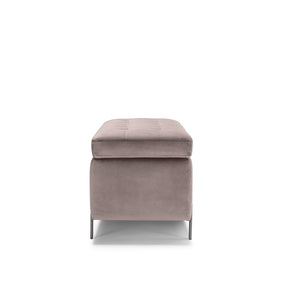 Panca Contenitore Made in Italy Trapuntata in Velluto Tortora - CARAMAGNA 110x45 cm