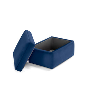 Pouf Contenitore Made in Italy in Velluto Blu - VULGANO