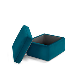 Pouf contenitore Made in Italy in velluto petrolio - Vulgano