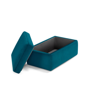 Pouf contenitore Made in Italy in velluto petrolio - Vulgano