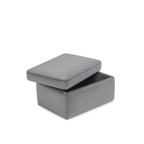 Pouf Contenitore Made in Italy in Velluto Grigio - VULGANO
