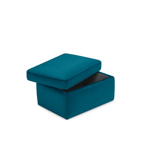 Pouf contenitore Made in Italy in velluto petrolio - Vulgano