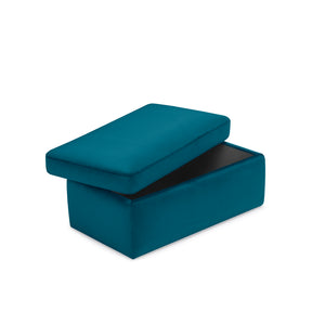 Pouf contenitore Made in Italy in velluto petrolio - Vulgano
