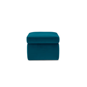 Pouf contenitore Made in Italy in velluto petrolio - Vulgano