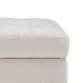Panca Contenitore Made in Italy Trapuntata in Tessuto Cinigliato Beige - VALSURA