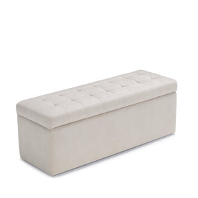 Panca Contenitore Made in Italy Trapuntata in Tessuto Cinigliato Beige - VALSURA